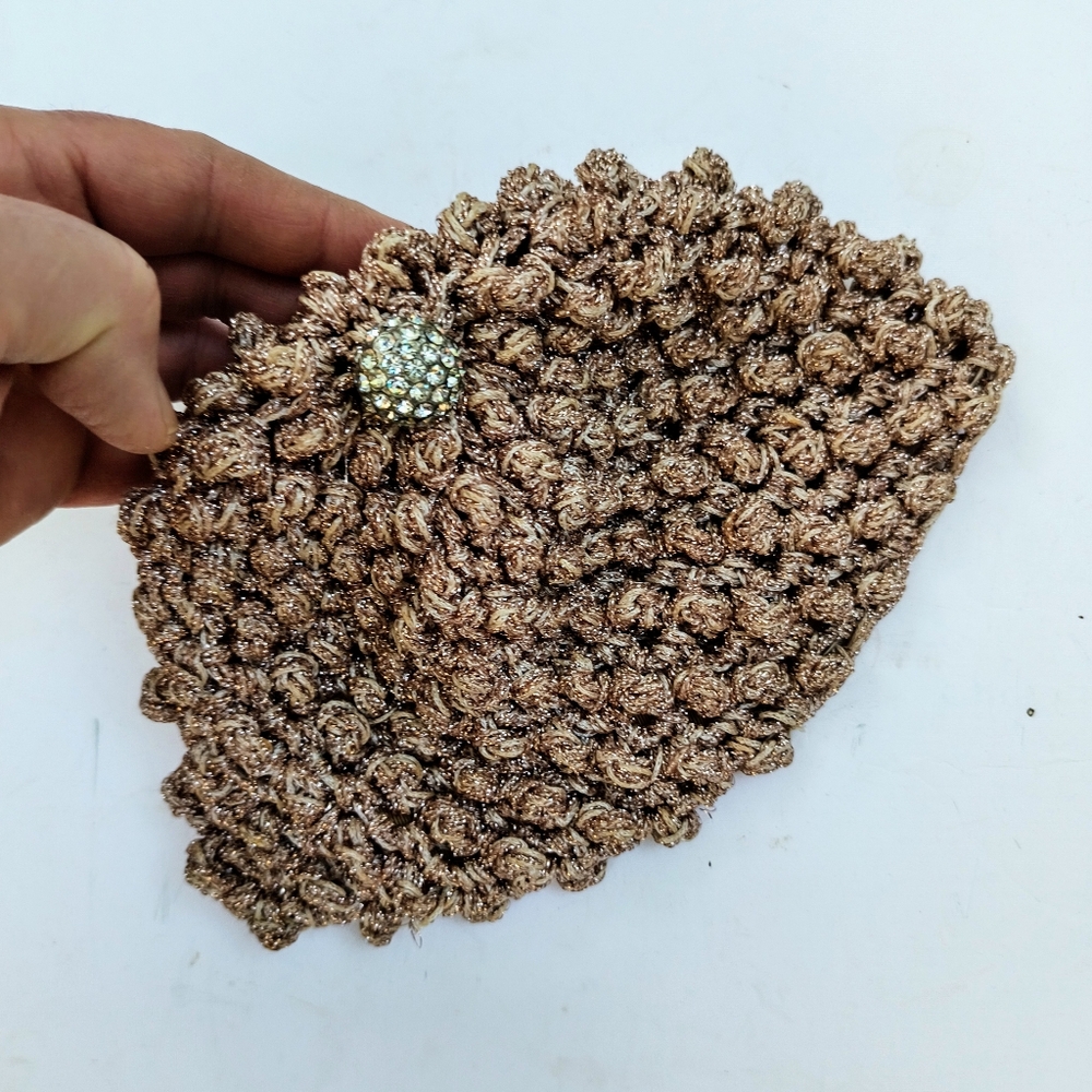 Knit Beanie Cap Hat w/Rhinestone Accent - Unique - Vintage Original